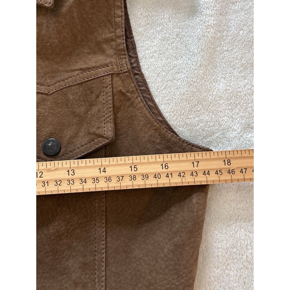 Vintage Brown Leather Vest Women Small Cropped Western Snap Button Moto Biker - Picture 9 of 12